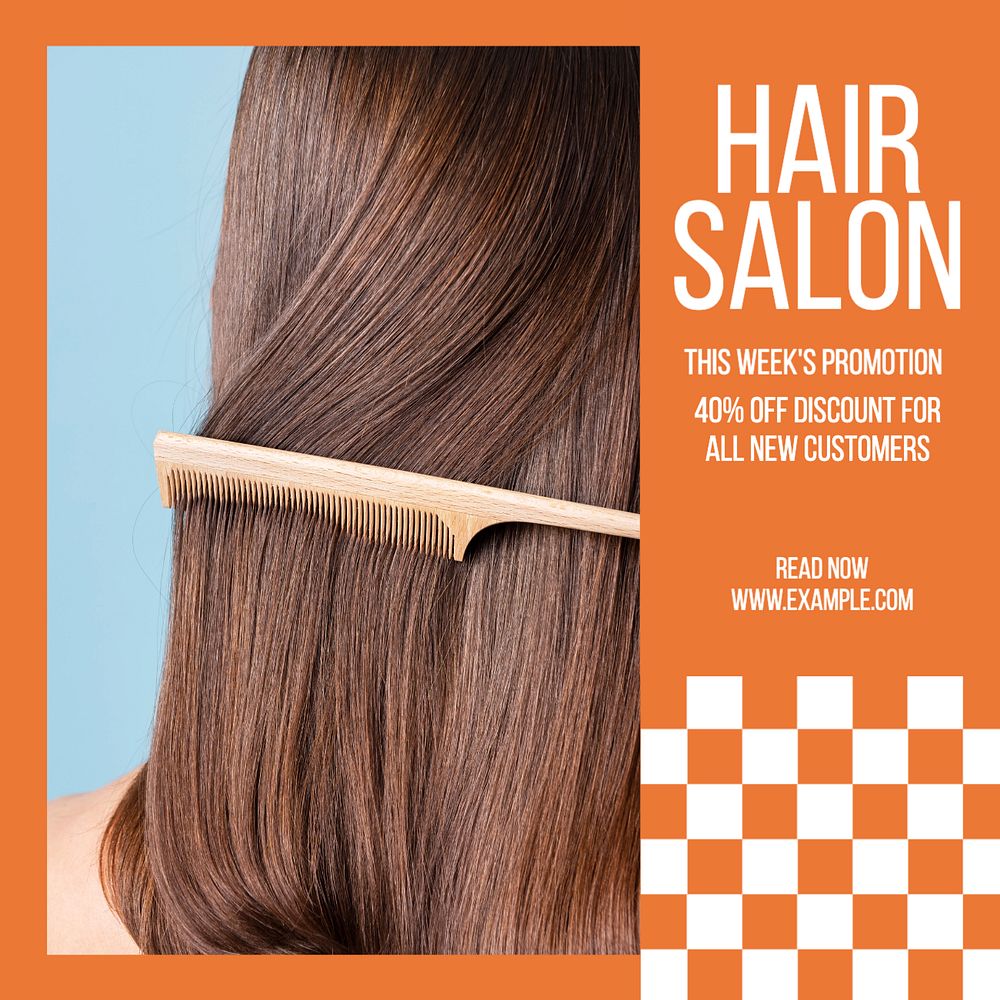 Hair salon Instagram post template, editable text