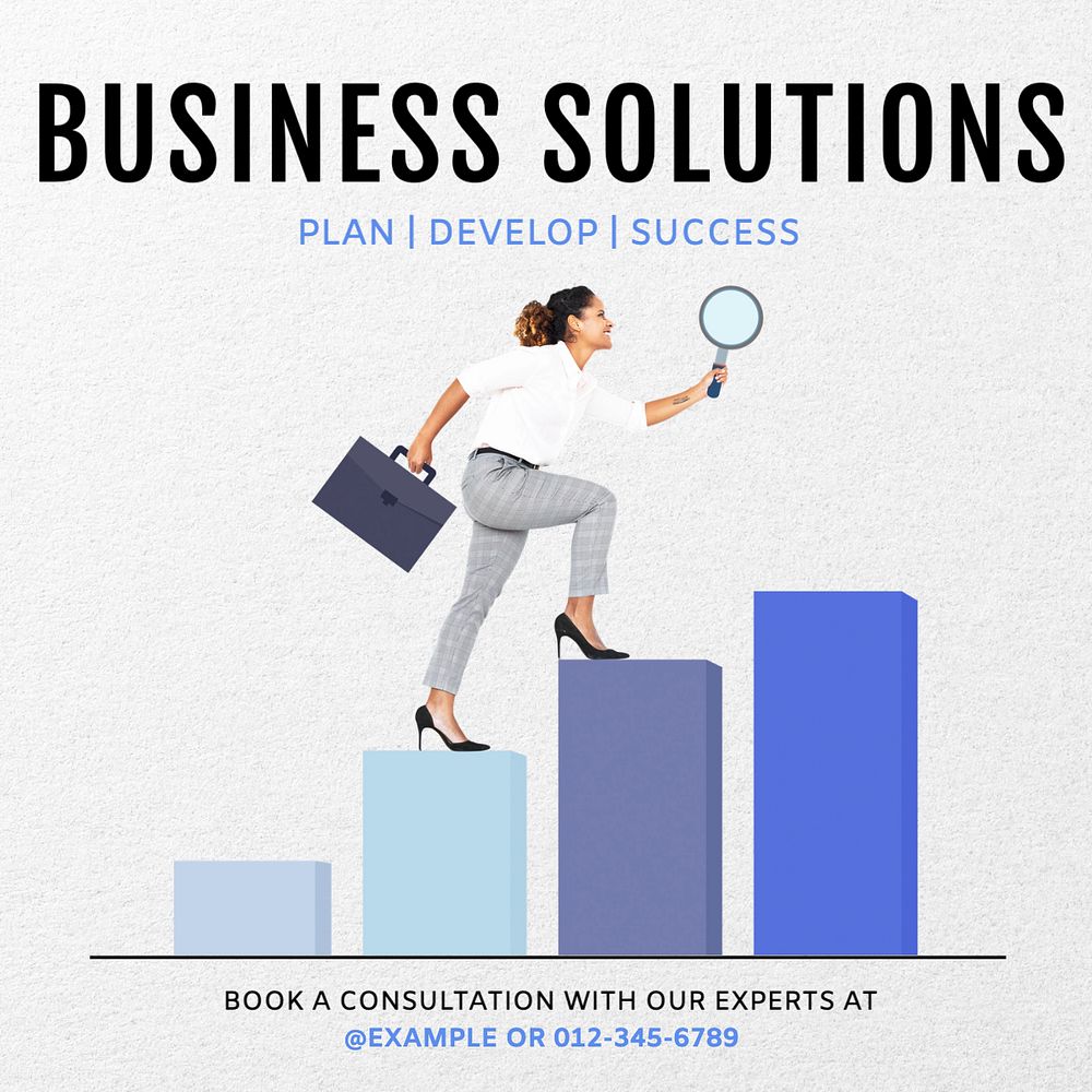 Business solutions Instagram post template, editable text