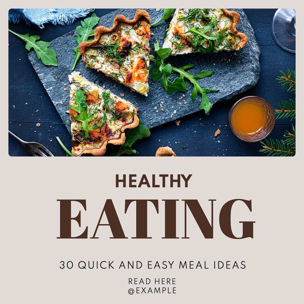 Healthy eating Instagram post template, editable text