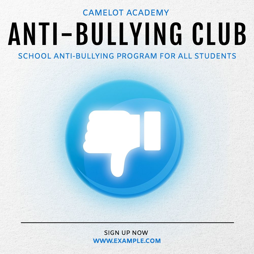 Anti-bullying club Instagram post template, editable text