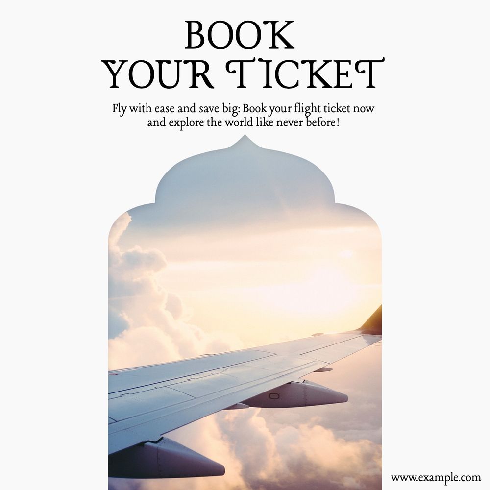 Flight ticket Instagram post template, editable text