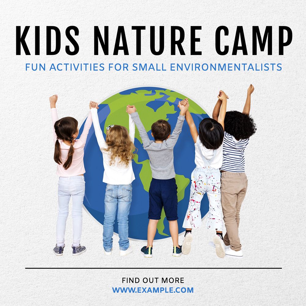 Kids nature camp Instagram post template, editable text