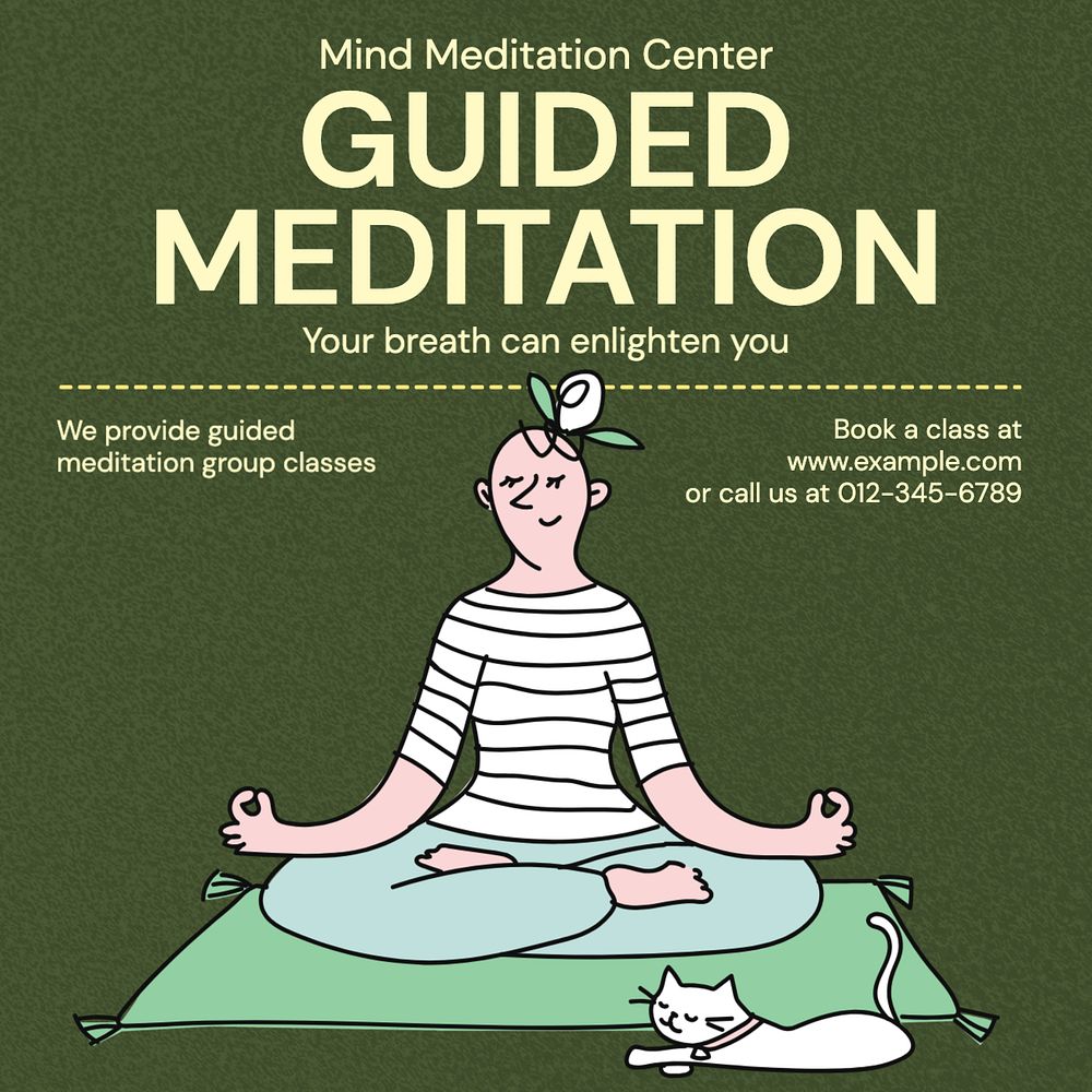 Guided meditation Instagram post template, editable text