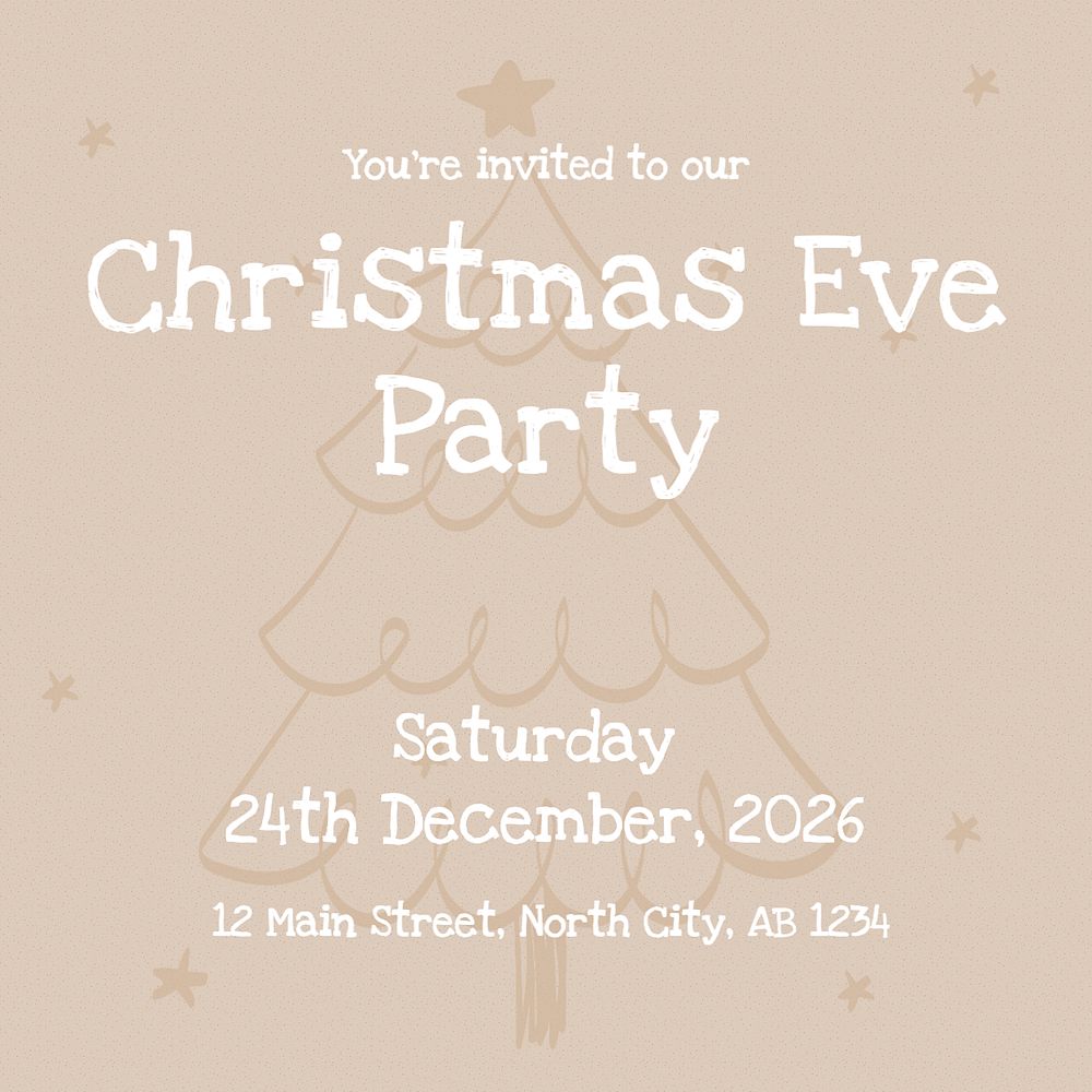 Christmas eve party Instagram post template, editable text