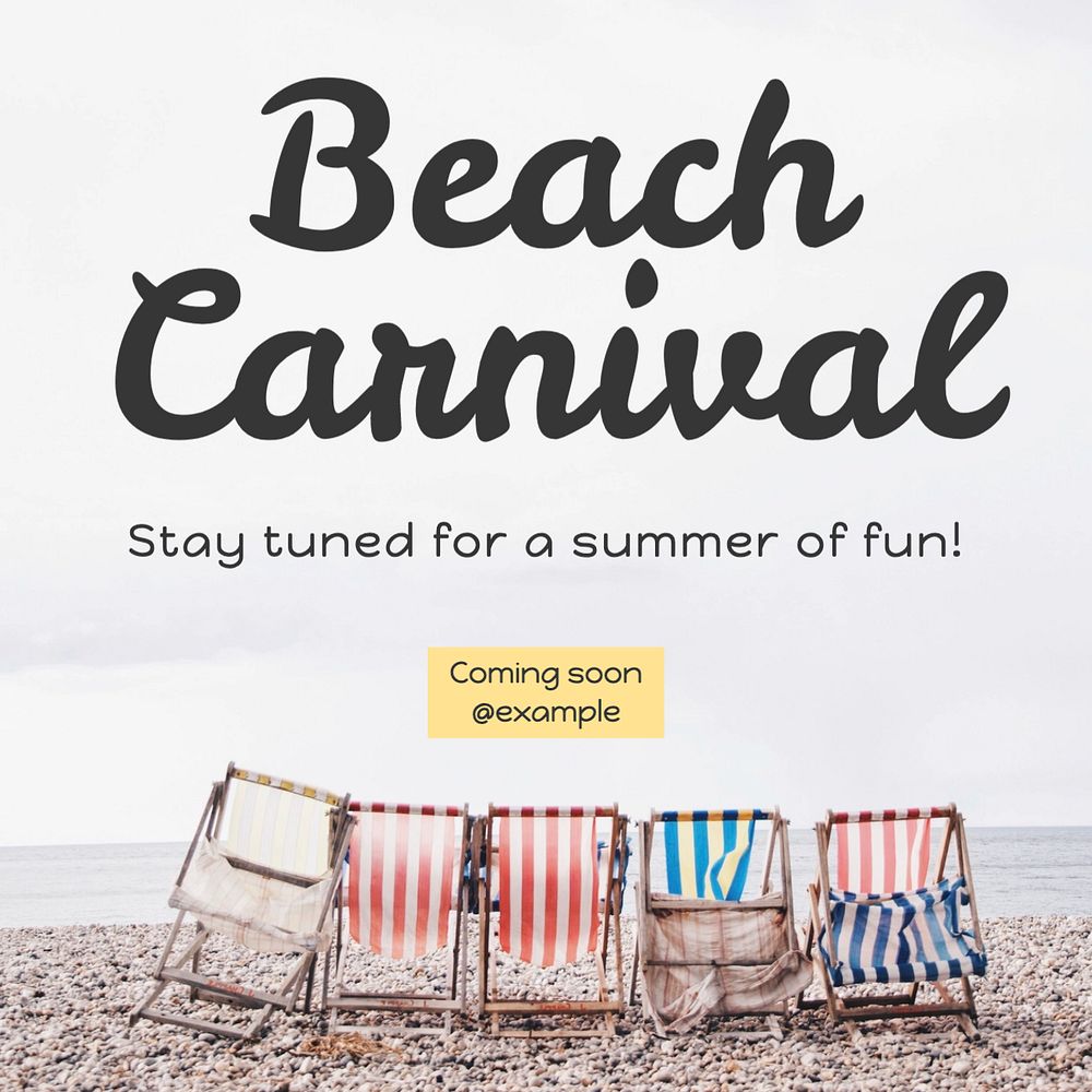 Beach carnival Instagram post template, editable text