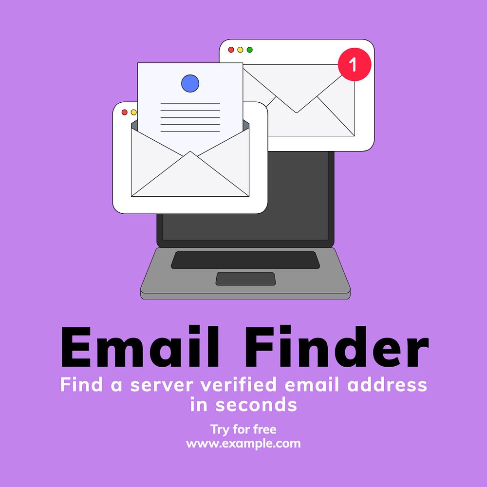 Email finder Instagram post template, editable text