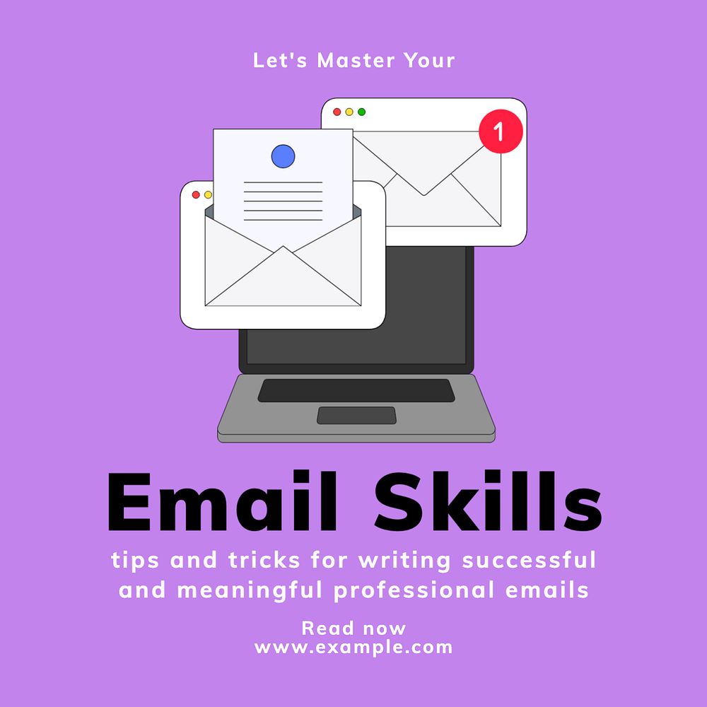 Email skills Instagram post template, editable text