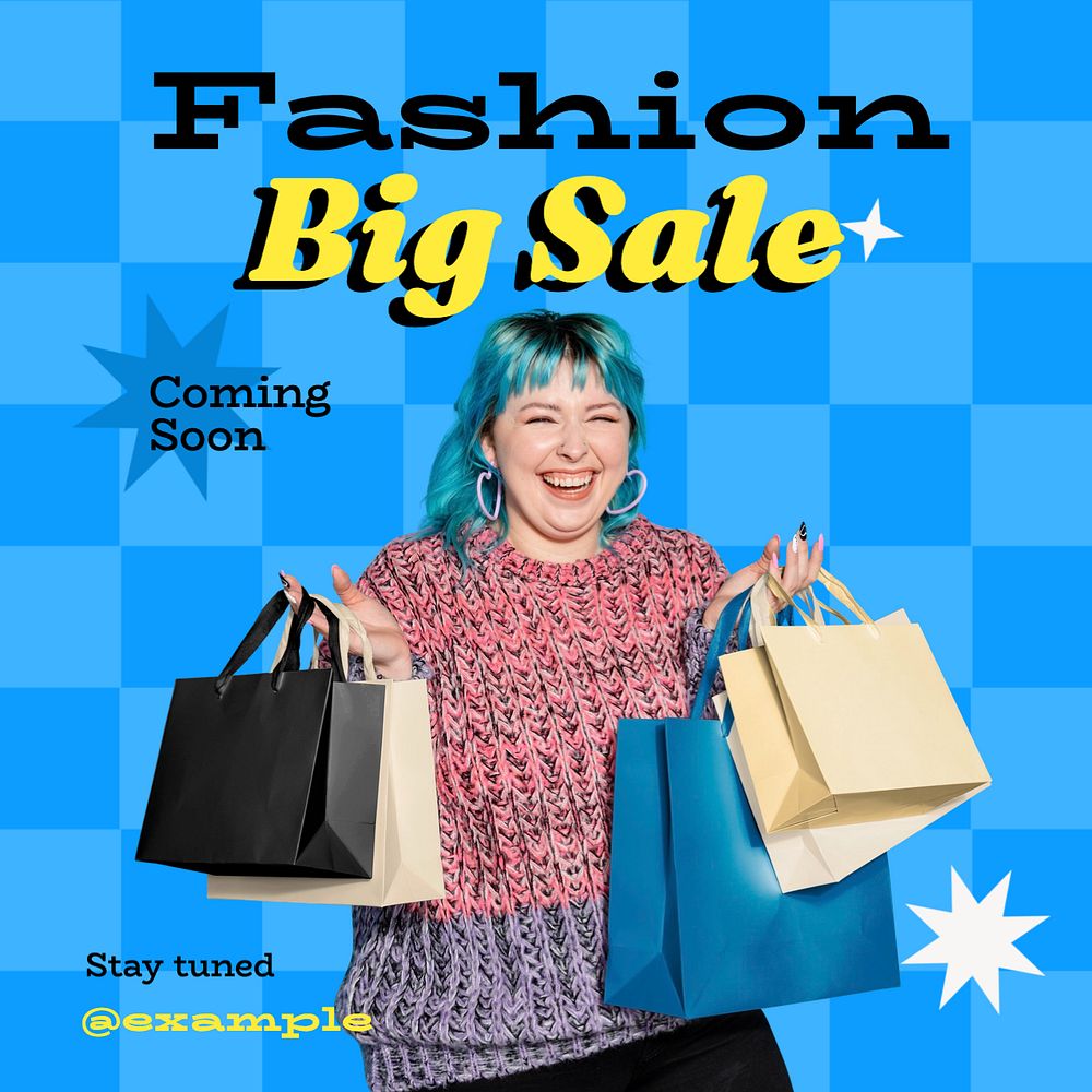 Fashion big sale Instagram post template, editable text