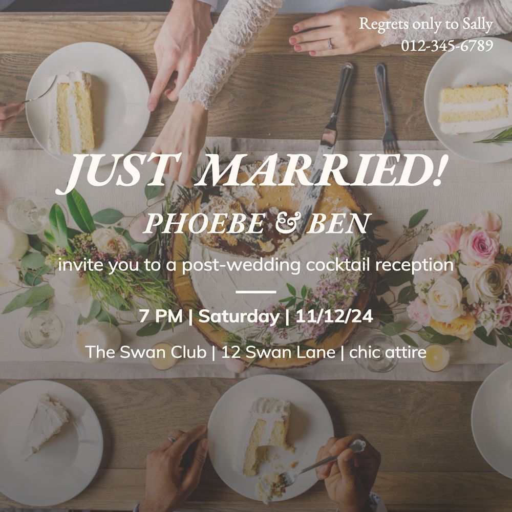 Invitation  Instagram post template, editable text