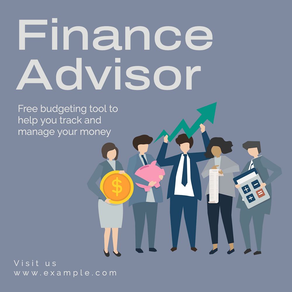 Finance advisor Instagram post template, editable text