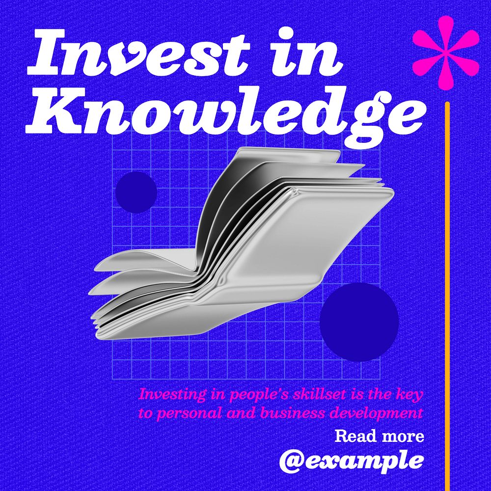 Knowledge investment Instagram post template, editable text