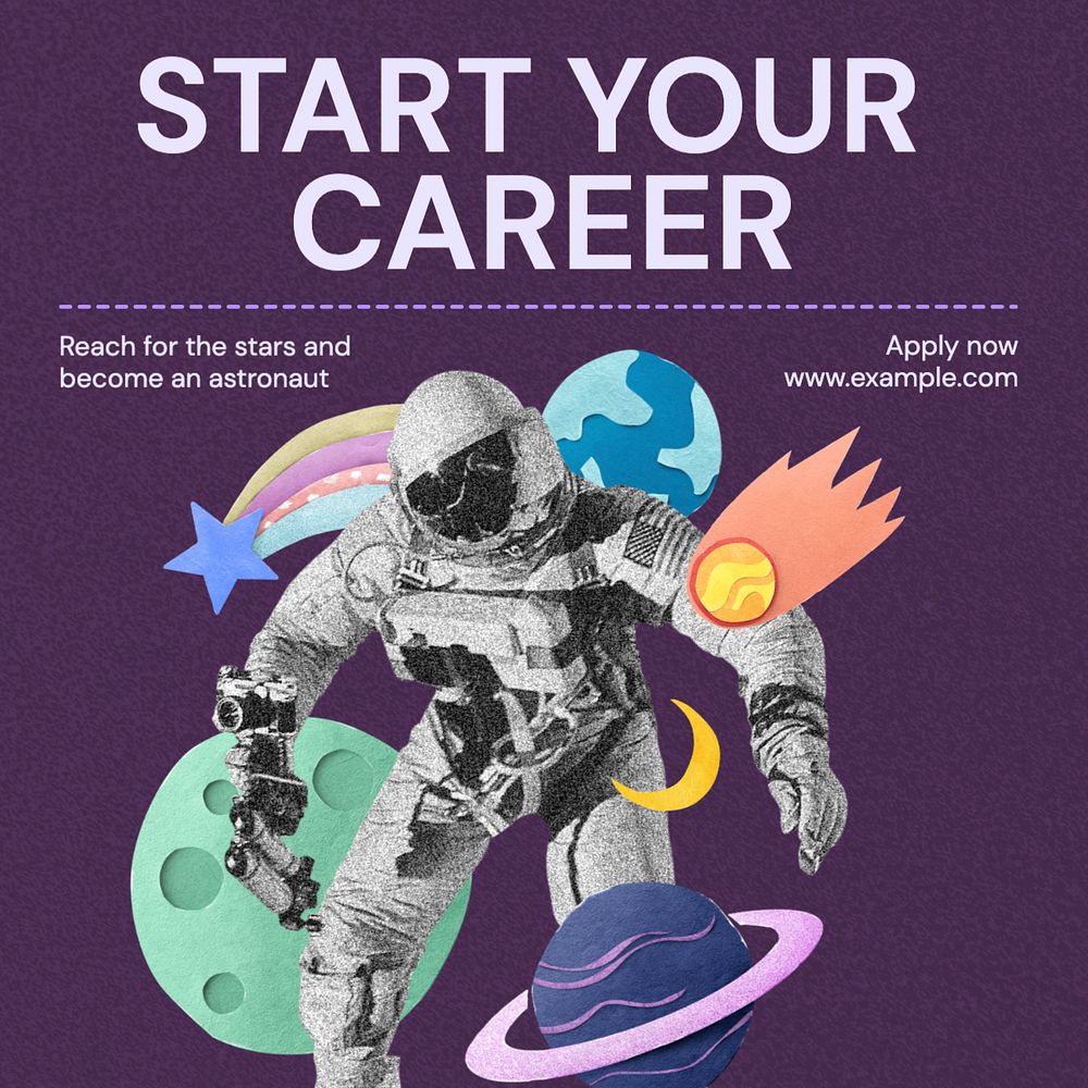 Start your career Instagram post template, editable text