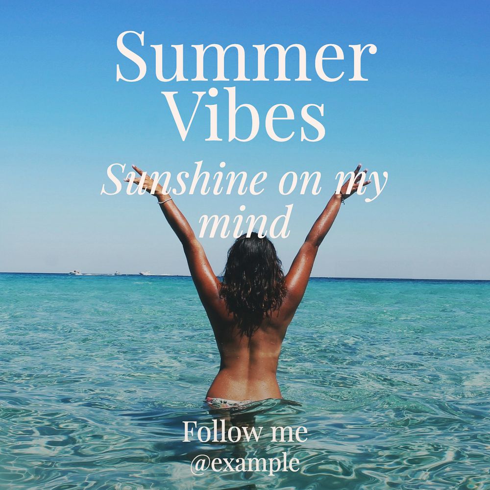 Summer vibes  Instagram post template, editable text