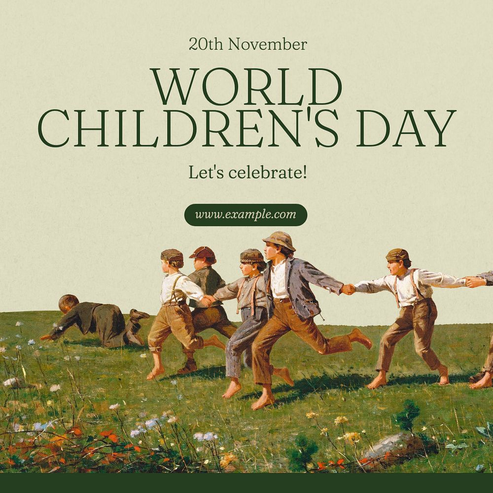 Children's day Instagram post template, editable text