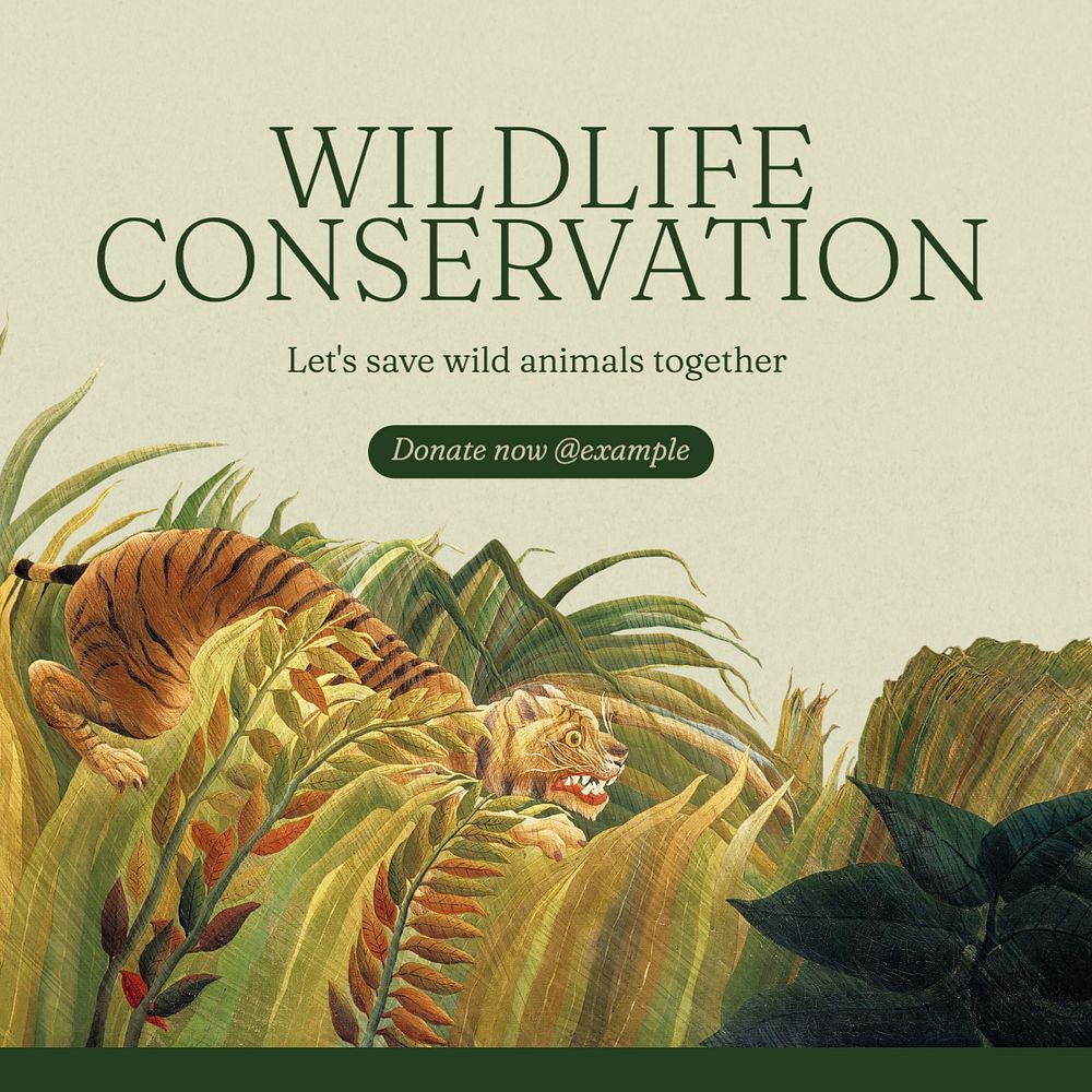 Wildlife conservation Instagram post template, editable text