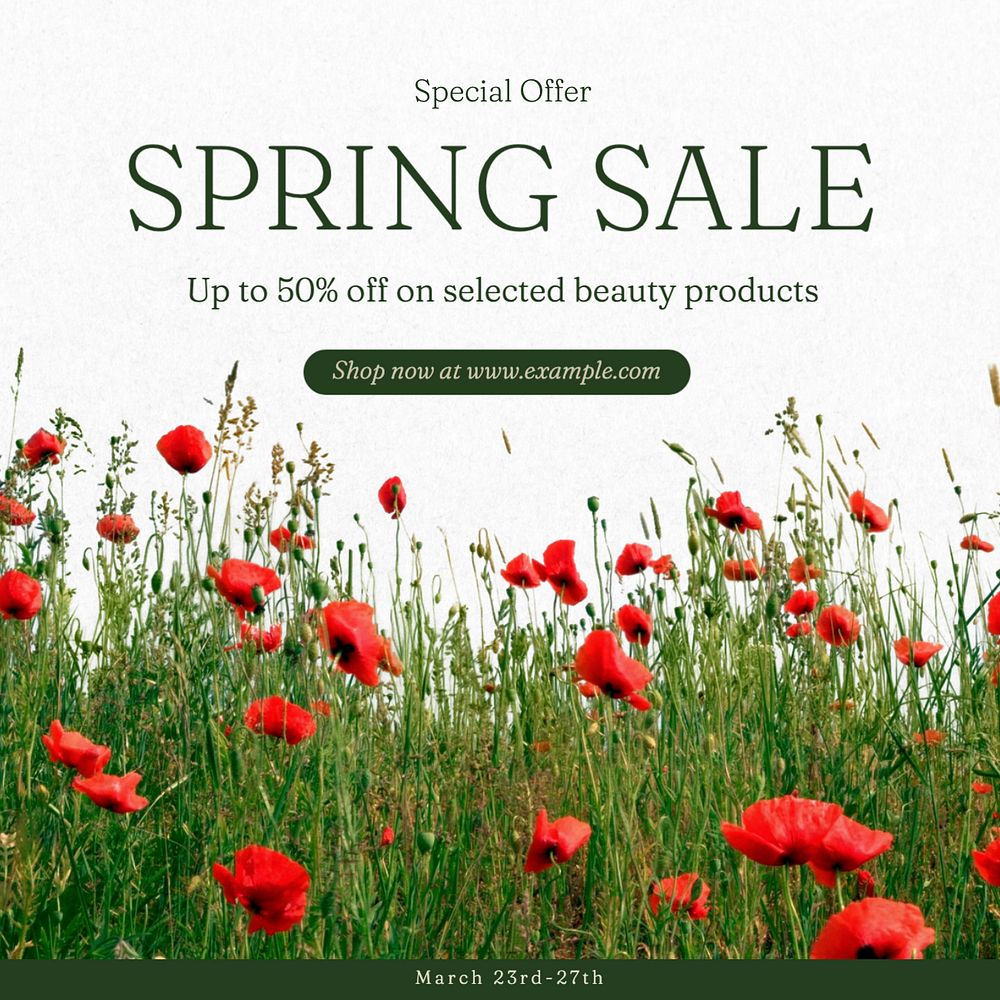 Spring sale Instagram post template, editable text