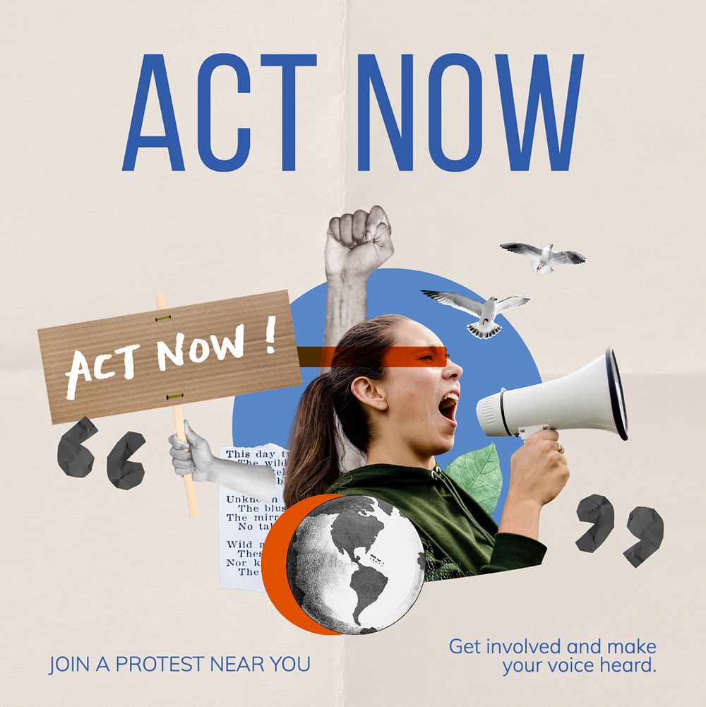 Join protest Instagram post template, editable text