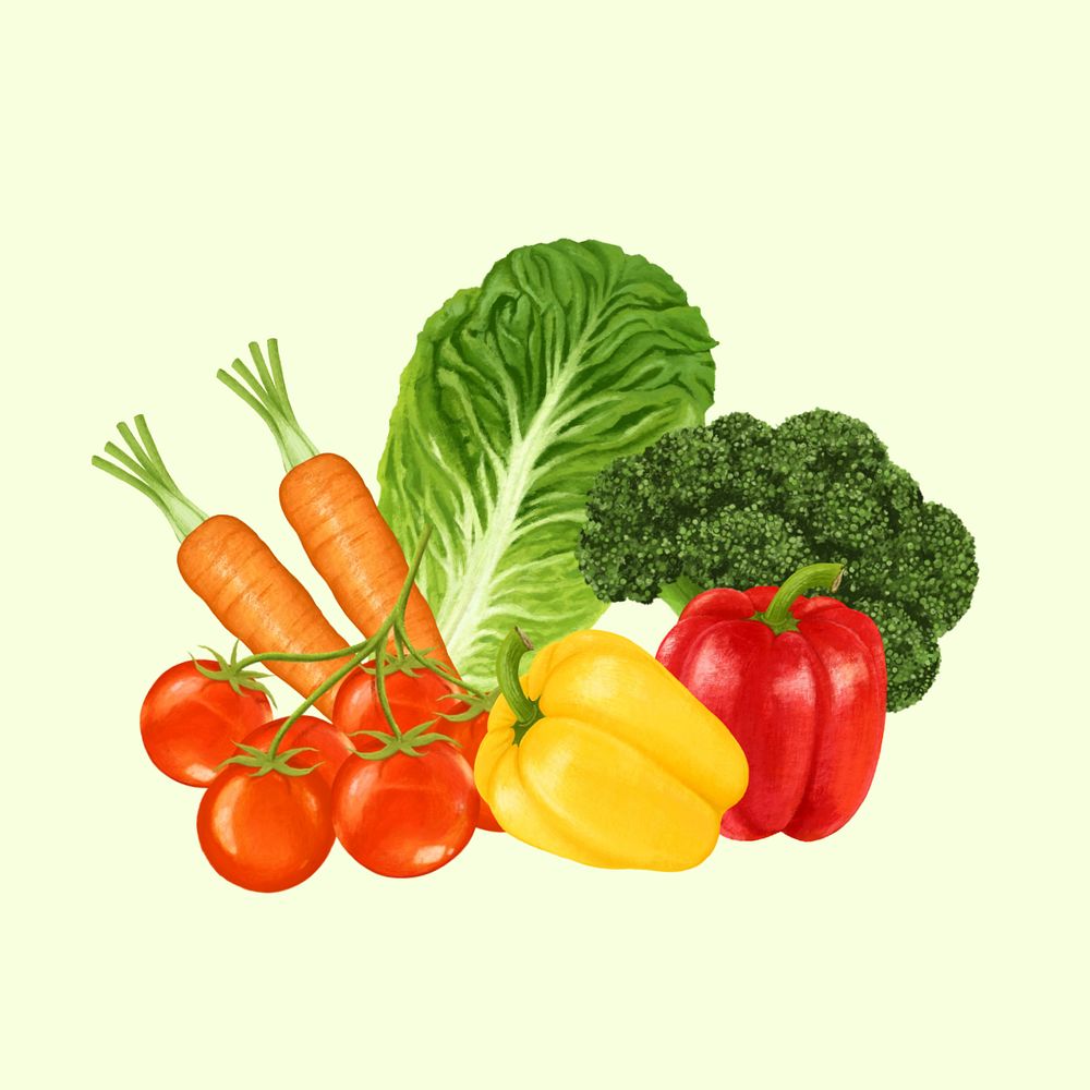 Vegetable digital paint remix, editable food design