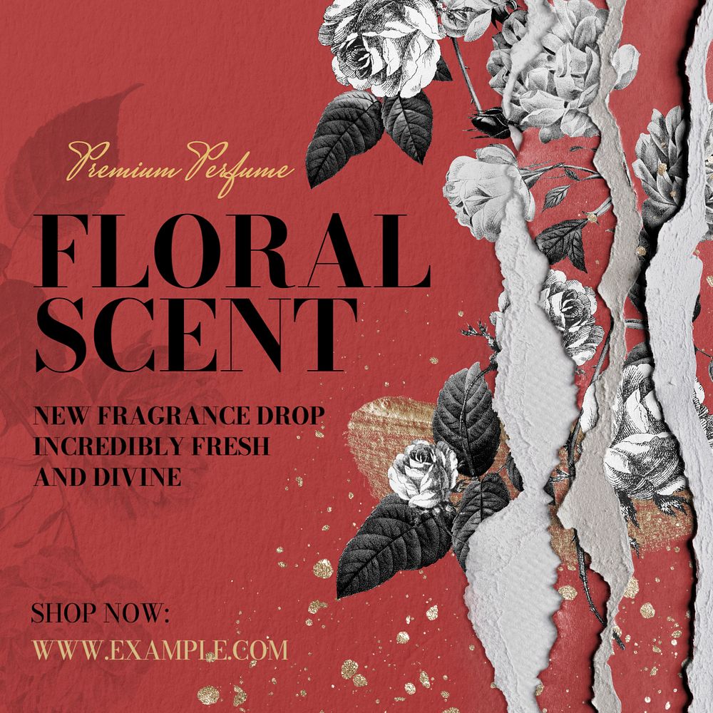 Floral perfume Instagram post template, editable text