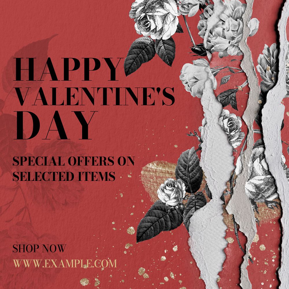 Valentine's day sale Instagram post template, editable text