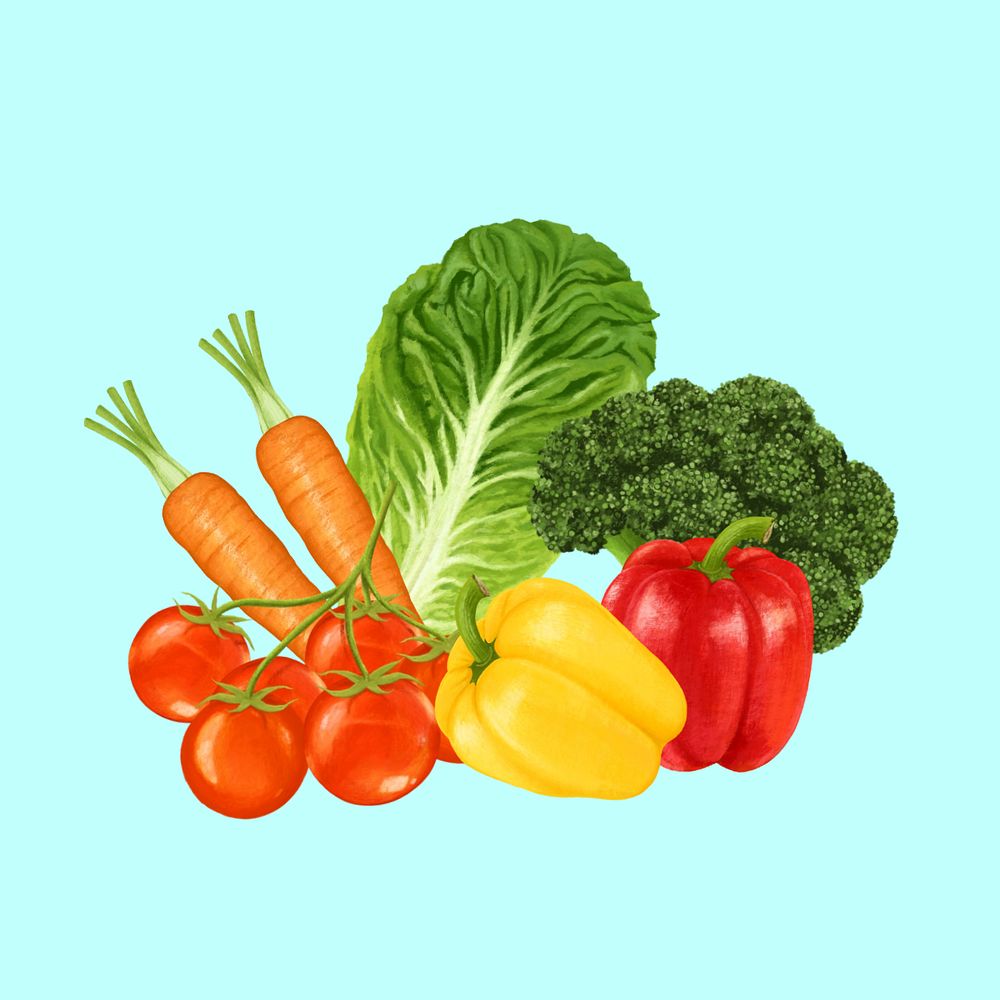 Editable vegetable digital paint remix design