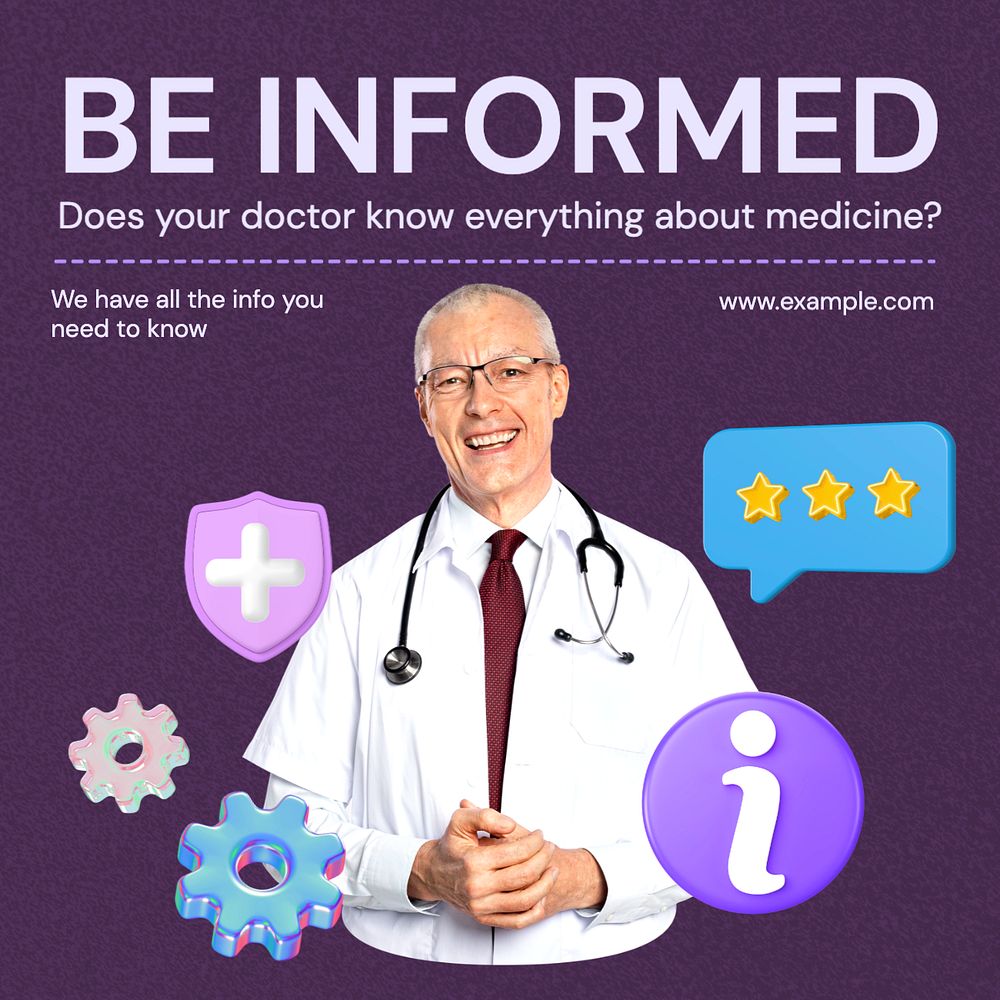 Medicine information Instagram post template, editable text