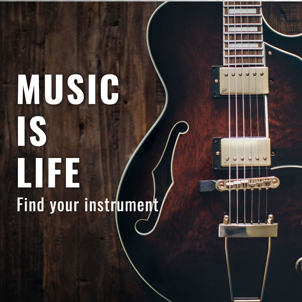 Music is life  Instagram post template, editable text