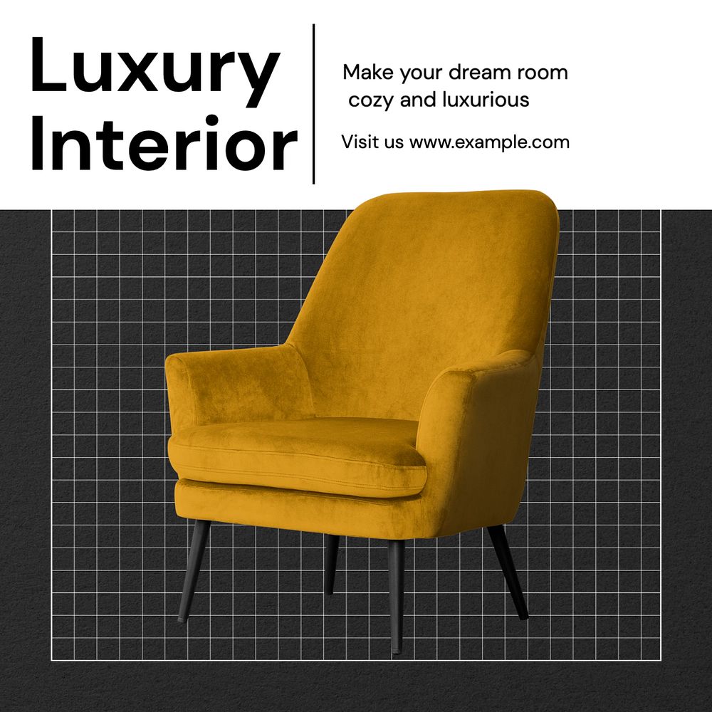 Luxury interior Instagram post template, editable text