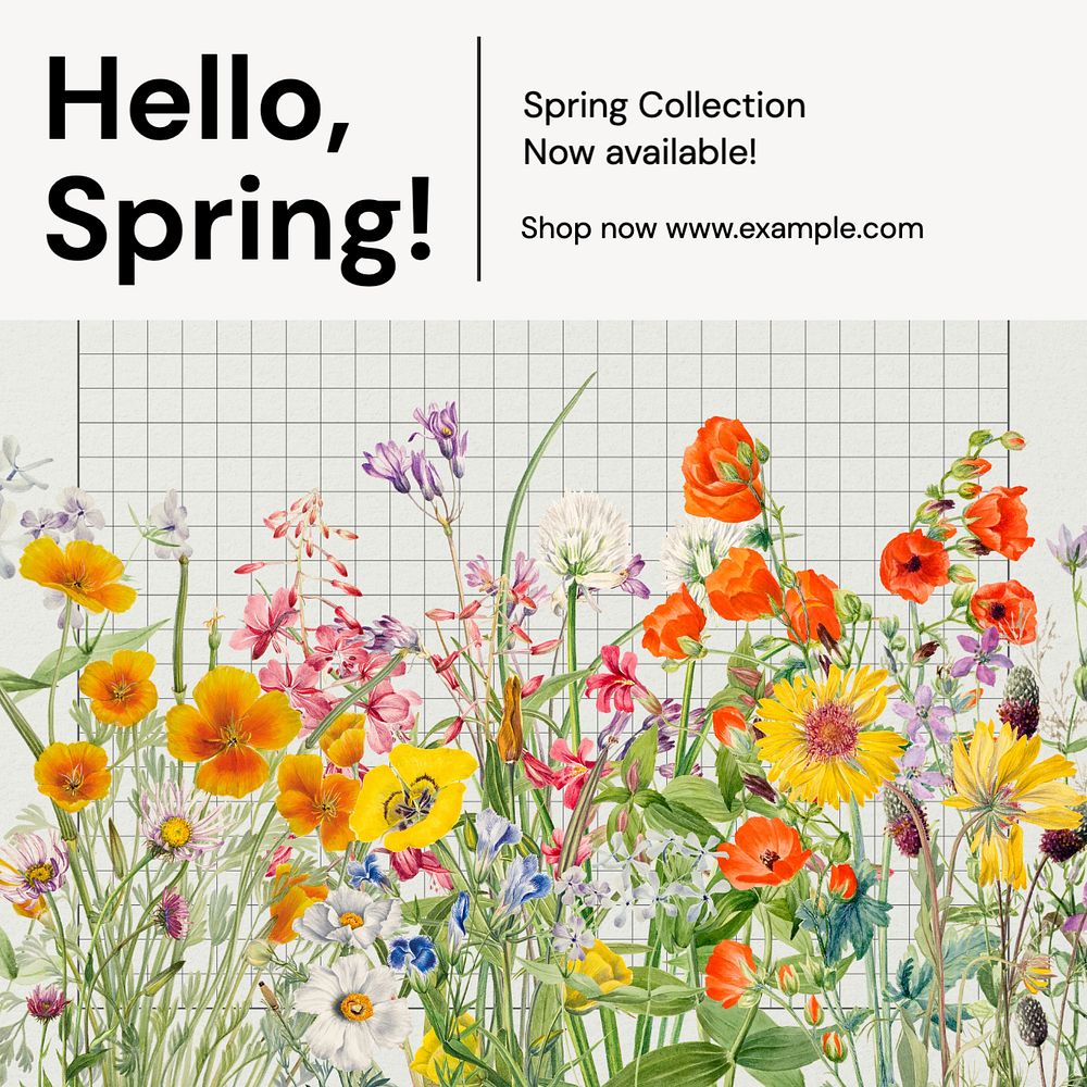 Spring collection Instagram post template, editable text