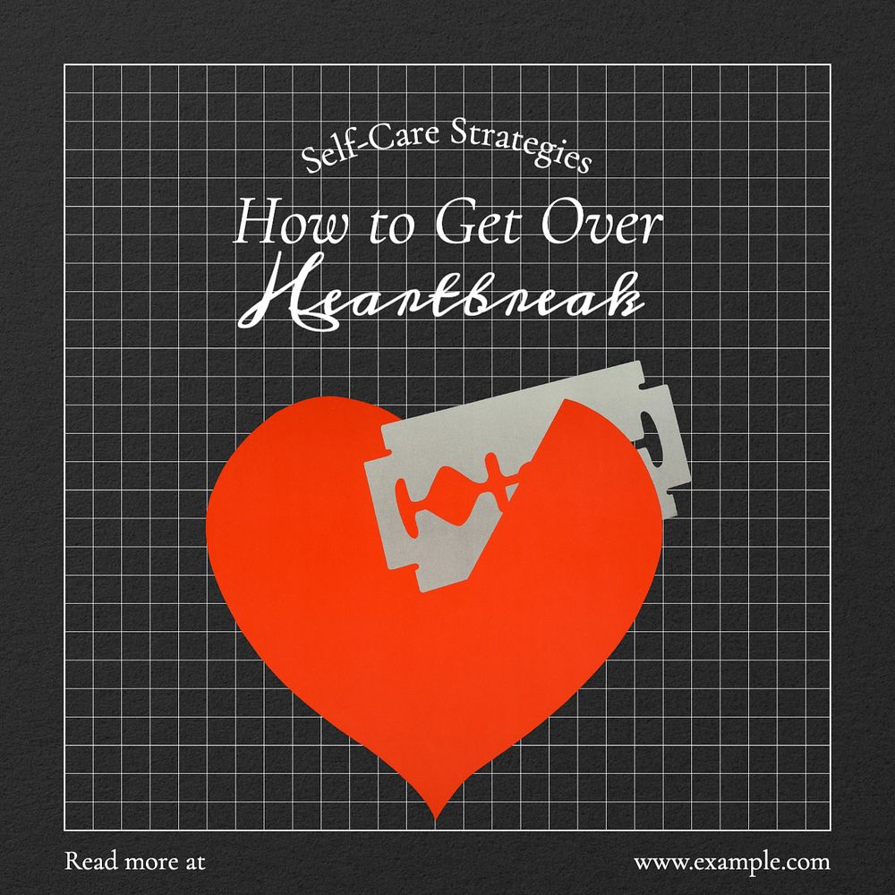 Get over heartbreak Instagram post template, editable text