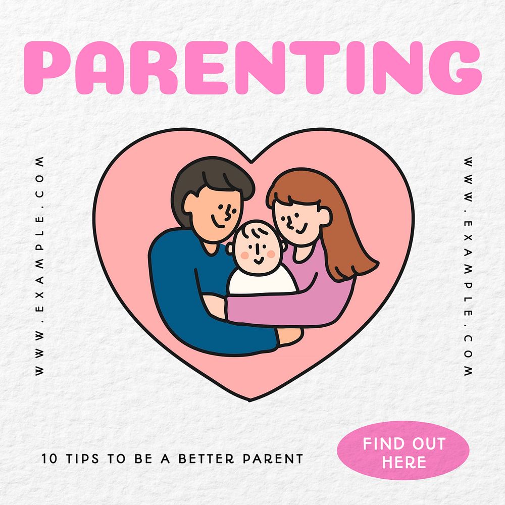 Parenting tips Instagram post template, editable text