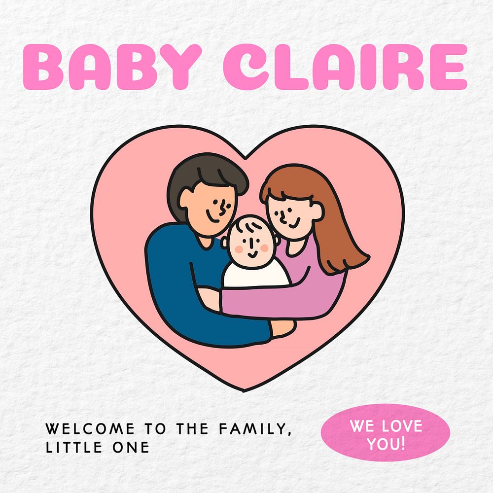 Baby Instagram post template, editable text