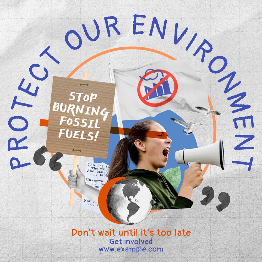 Protect our environment Instagram post template, editable text
