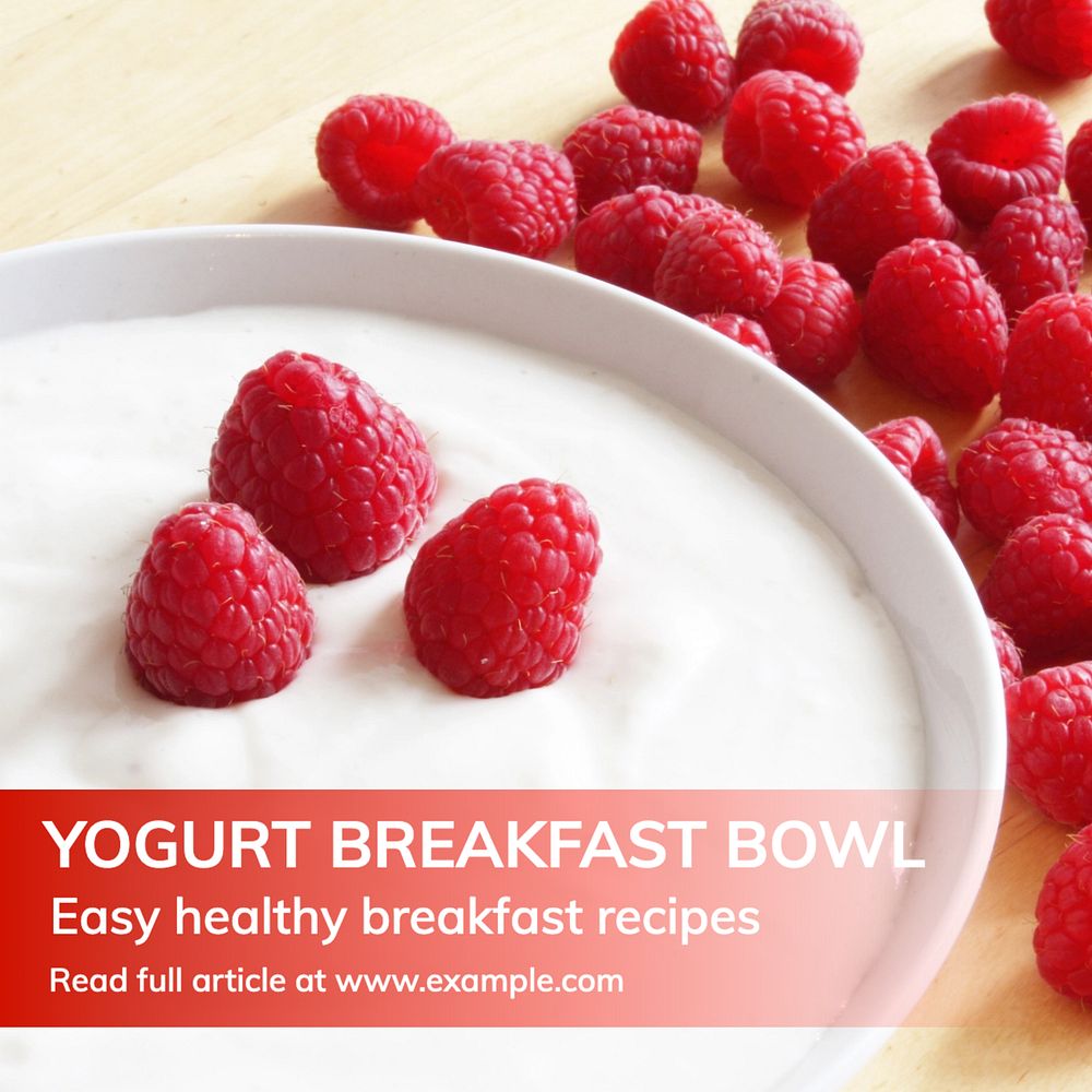 Yogurt breakfast Instagram post template, editable text