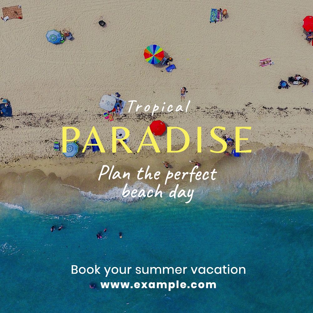 Summer vacation  Instagram post template, editable text