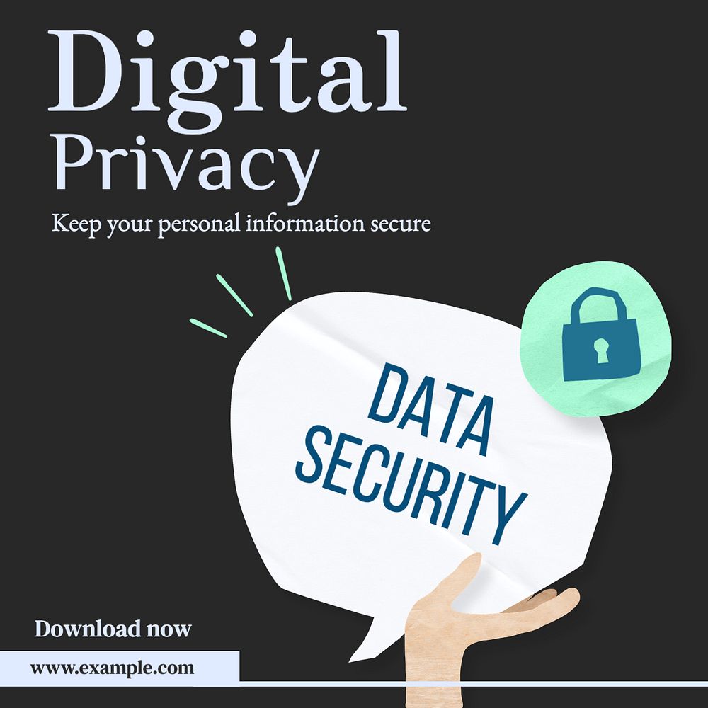 Digital privacy Instagram post template, editable text