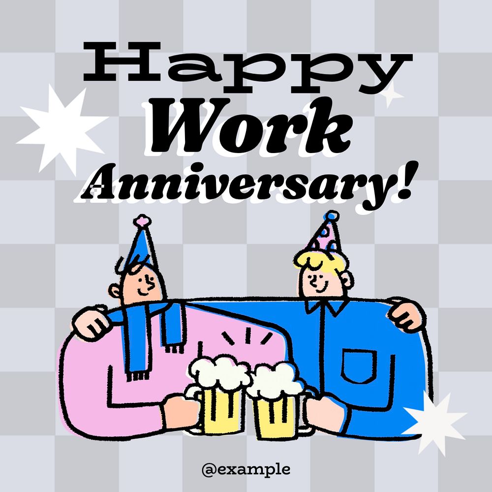 Happy work anniversary Instagram post template, editable text