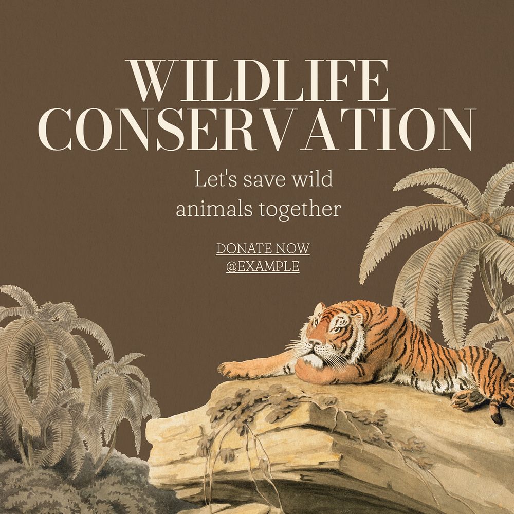 Wildlife conservation Instagram post template, editable text