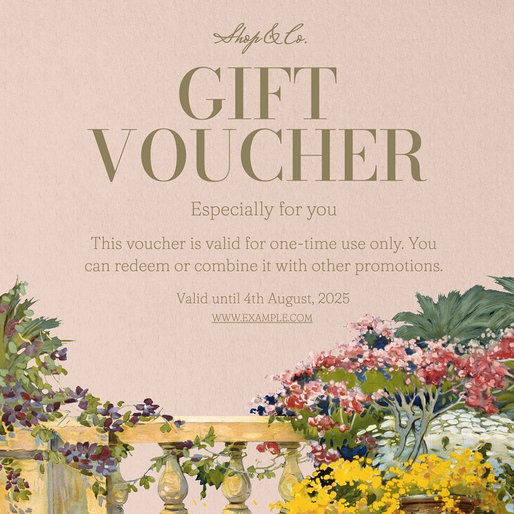 Gift voucher Instagram post template, editable text