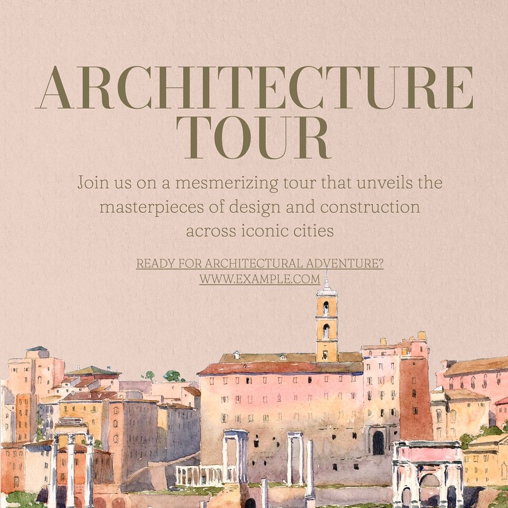 Architecture tour Instagram post template, editable text