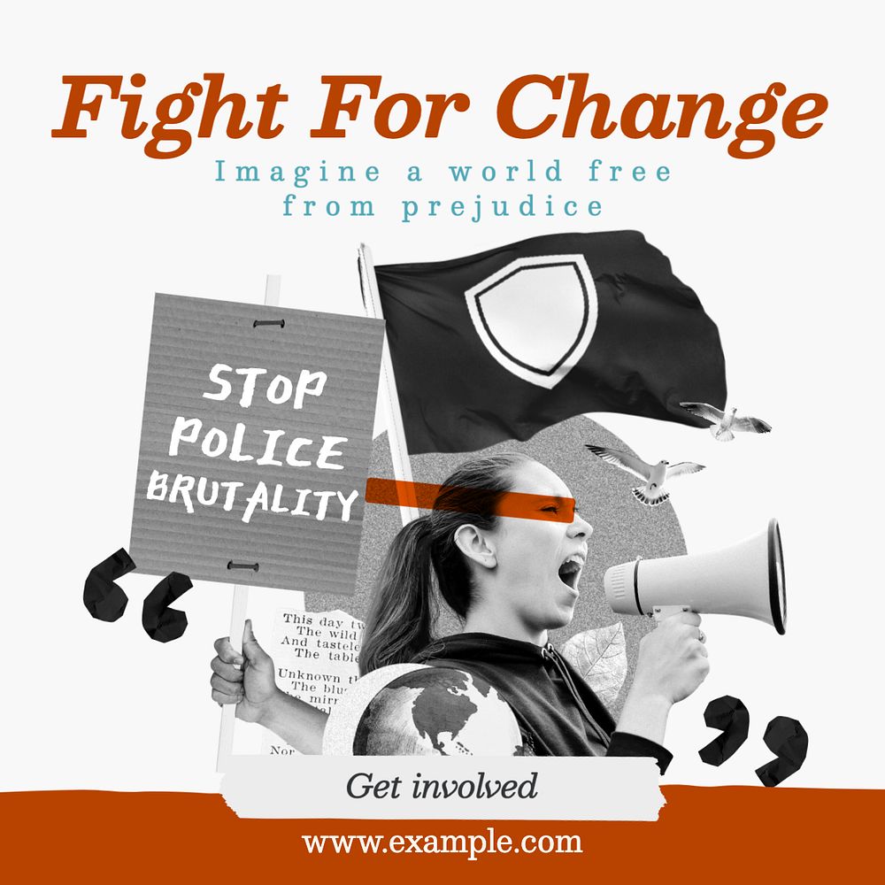 Social justice Instagram post template, editable text