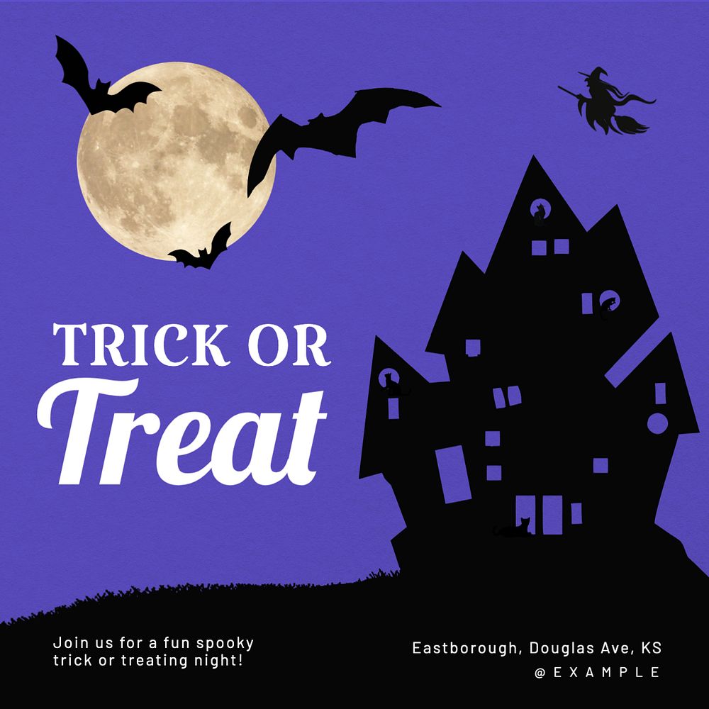 Trick or treat Instagram post template, editable text