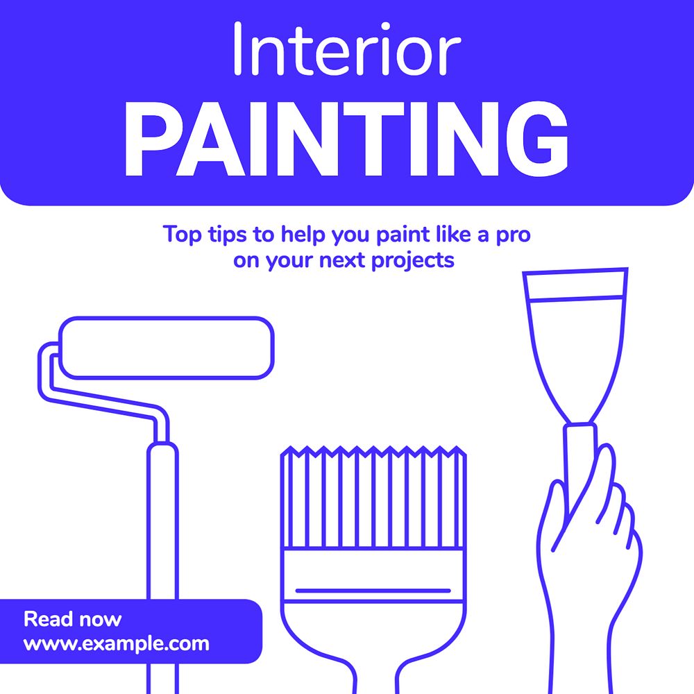 Interior painting Instagram post template, editable text