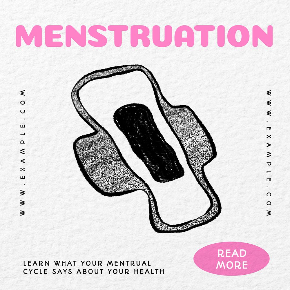 Menstruation Instagram post template, editable text