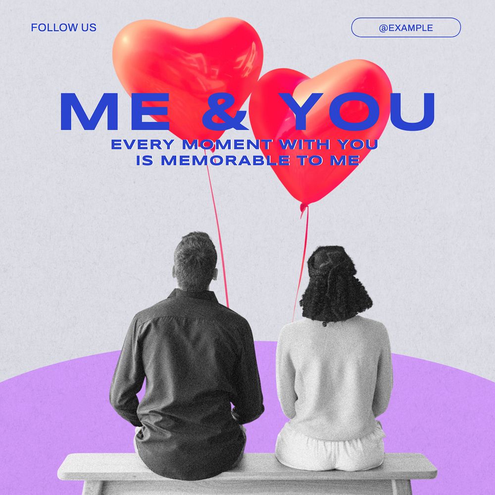 Me & you Instagram post template, editable text