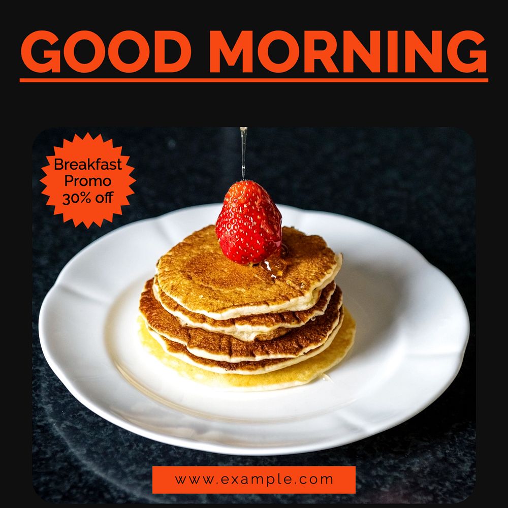 Good morning, breakfast Instagram post template, editable text