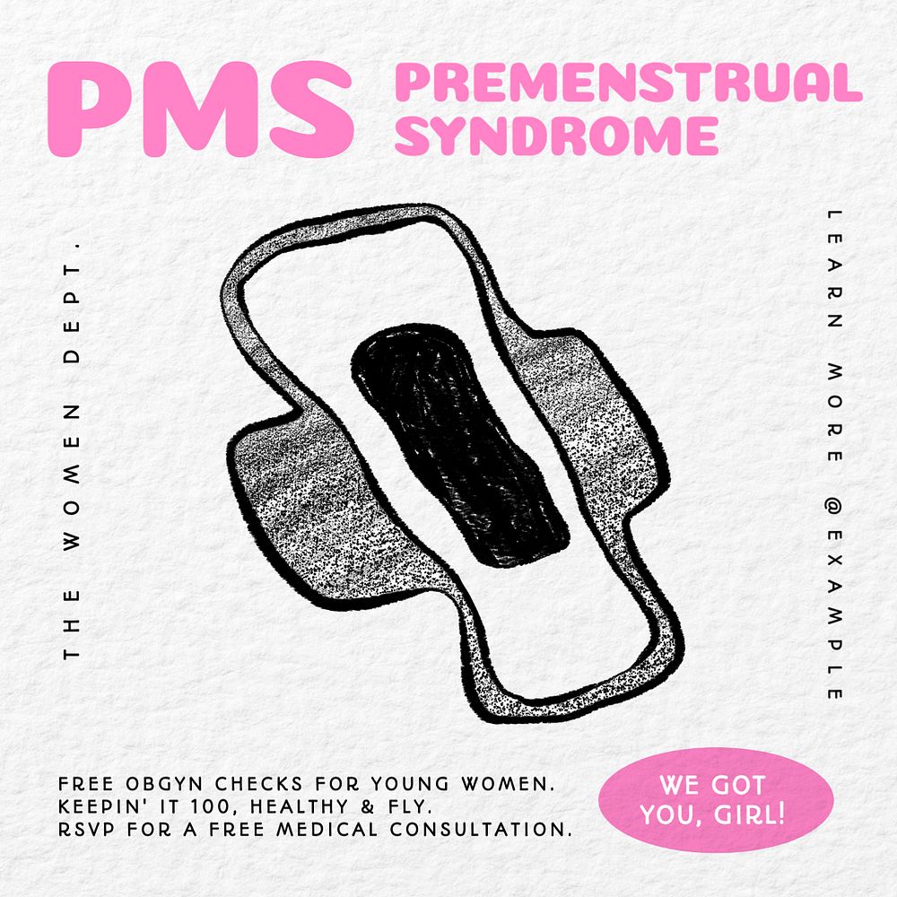 PMS Instagram post template, editable text