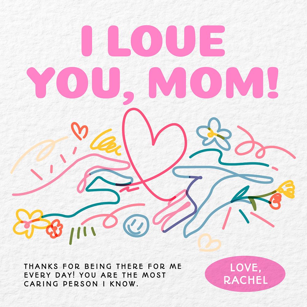 Love mom Instagram post template, editable text