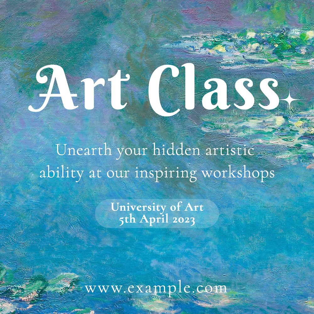 Art class Instagram post template, editable text