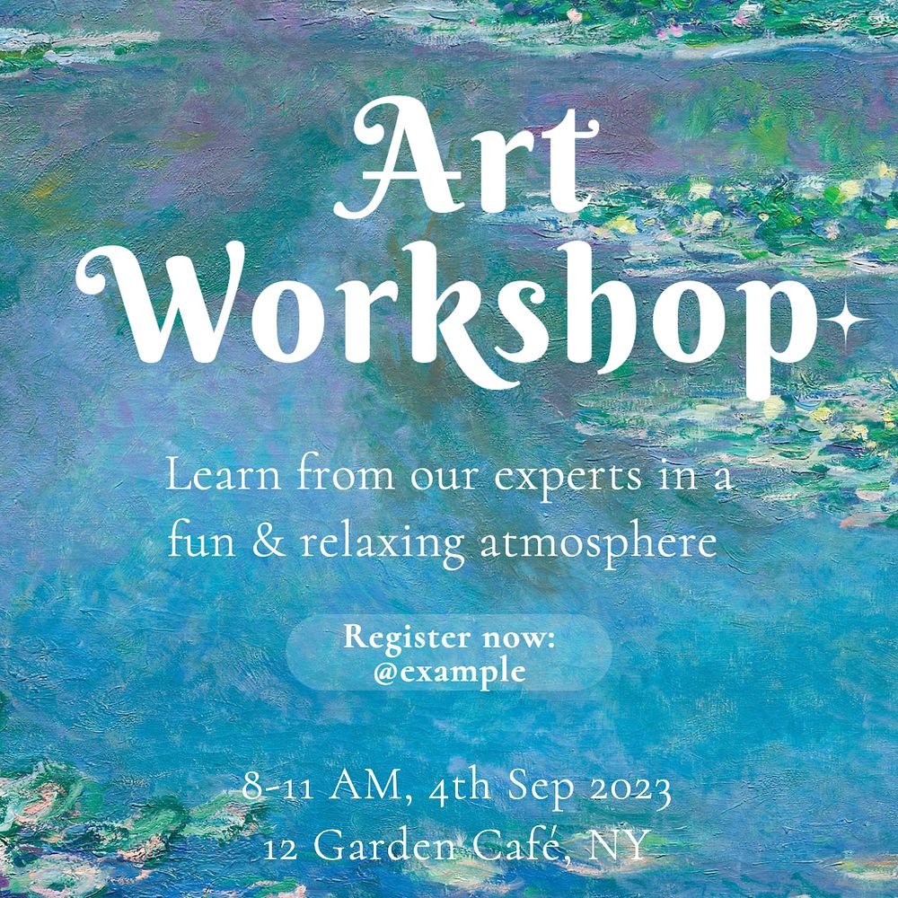 Art workshop Instagram post template, editable text